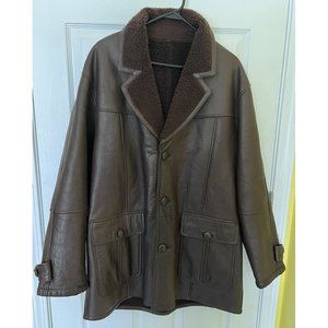 Malubel Sydney Men’s Size Large Brown Leather Jacket Sherpa Lined